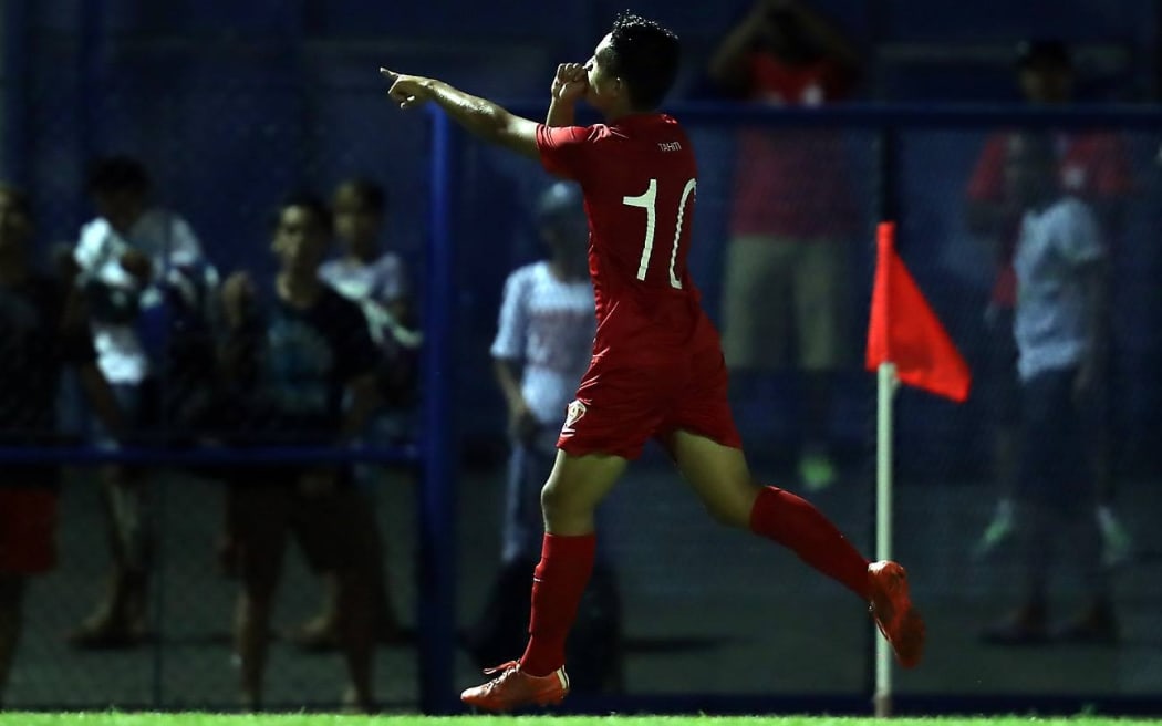 Tahiti's Yann Vivi scored the winning goal against Vanuatu.