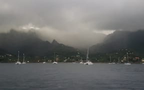 Boats at Nuku Hiva, Marquesas, French Polynesia.