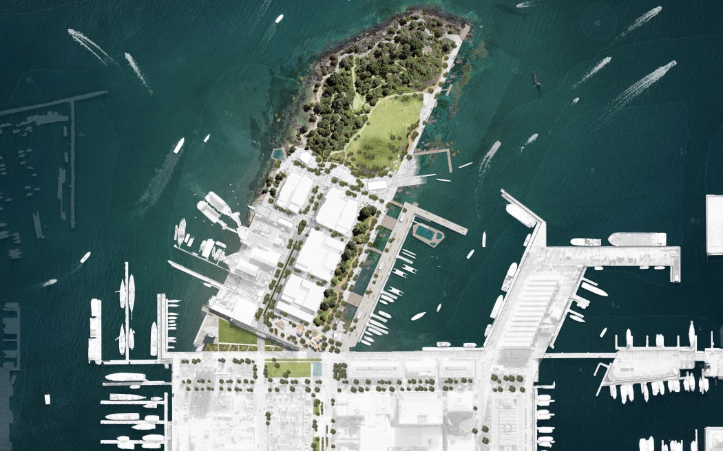 Concept art of the proposed new public headland at Wynyard Quarter.