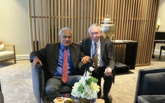 Akilisi Pohiva with Sir Simon McDonald