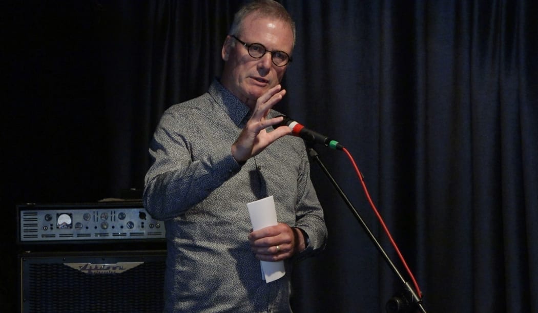 Former minister of broadcasting Steve Maharey speaking at the People's Commission on Broadcasting in Wellington.