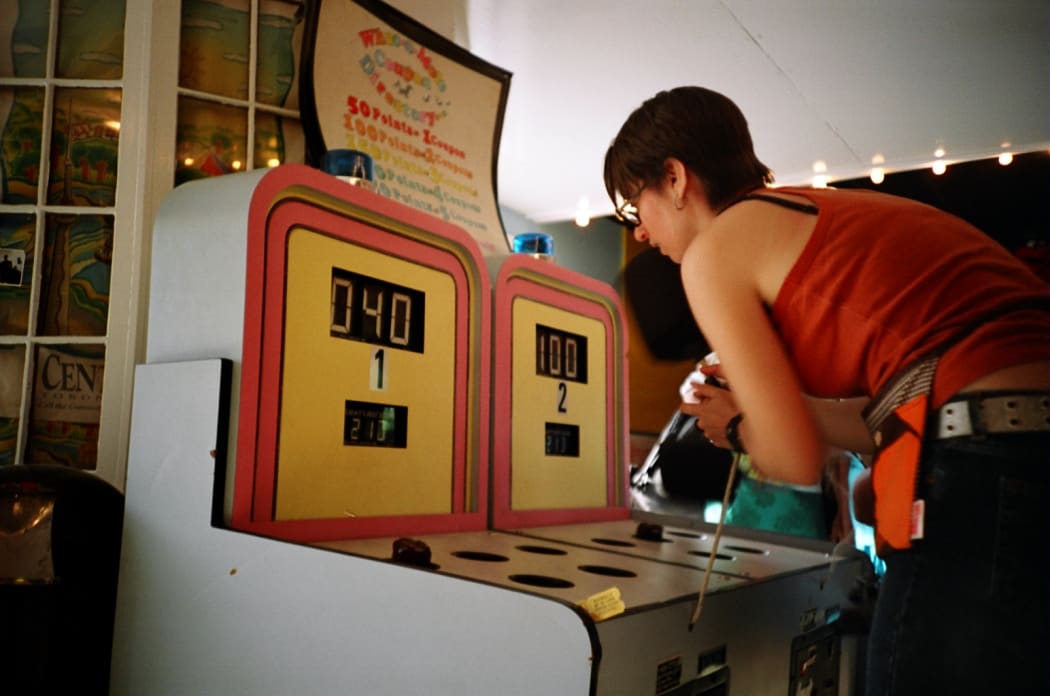 The classic arcade game Wack-a-Mole. Picture title: 'Gayla's highscore = 140 '