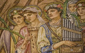 Detail from the great apse mosaic of St Paul's within the Walls in Rome.