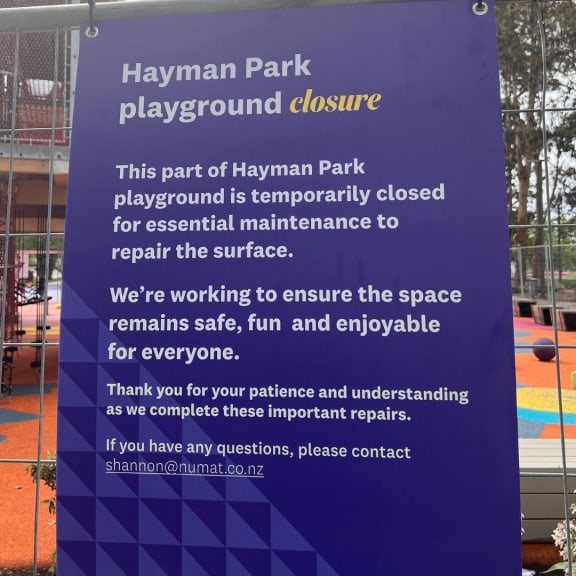 Public notice: Hayman Park playground is closed until next week. Photo / Mary Afemata