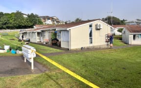 Floodwaters reached the windowsills of some of the pensioner units in Waihī Beach.