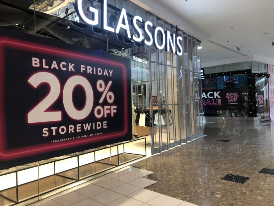 A Black Friday sign at Sylvia Park Mall before shops opened on 27 November.