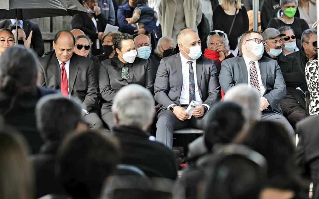 Gatherers mourn the loss of Joe Hawke during his tangi at Ōrākei Marae