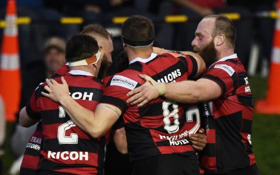 Canterbury players celebrate 2020.