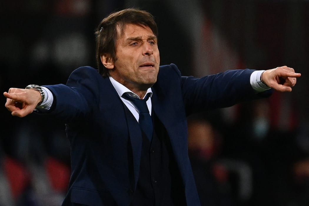 Antonio Conte shouts instructions while managing Inter Milan.