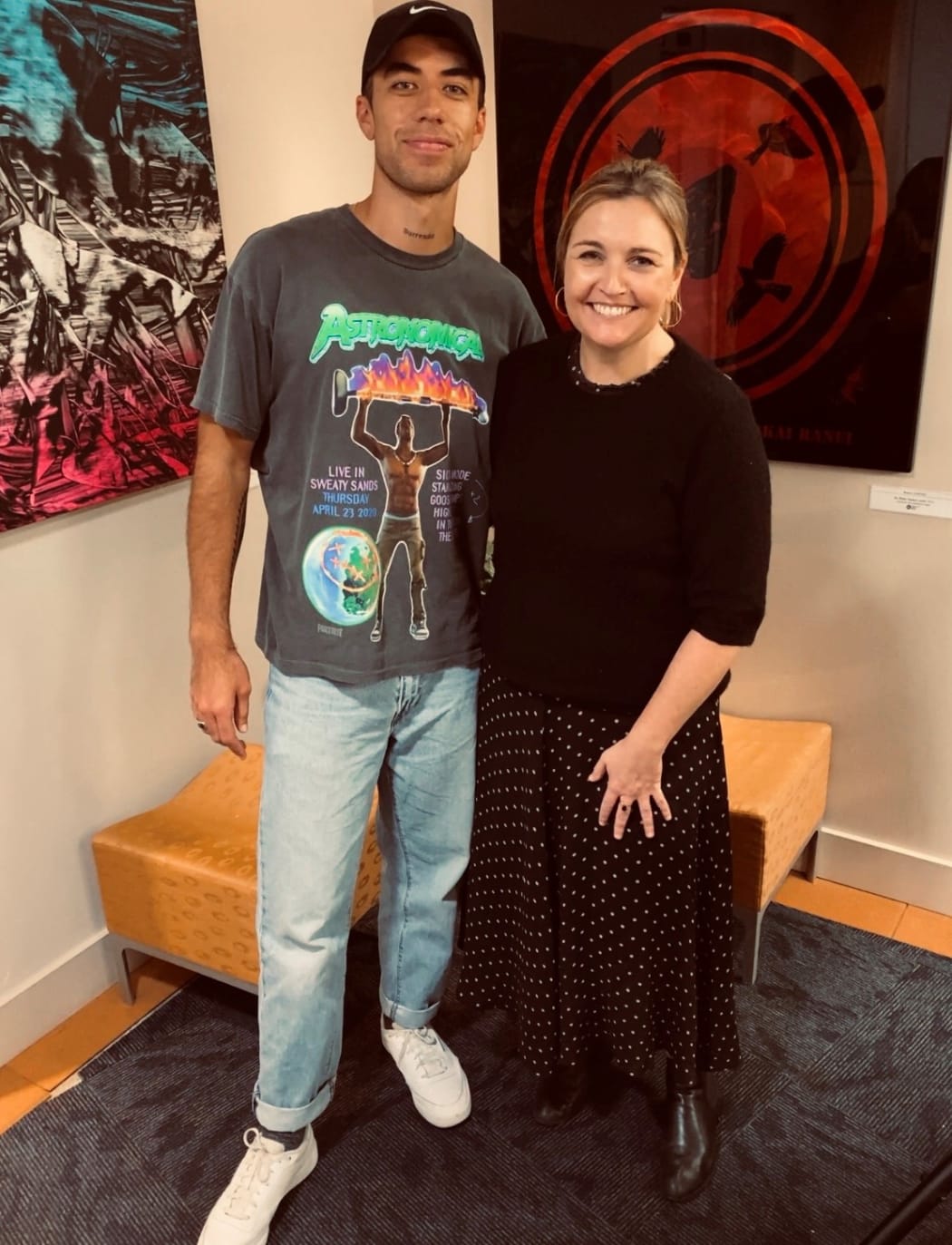 Teeks and Charlotte hanging out at the RNZ offices in Auckland