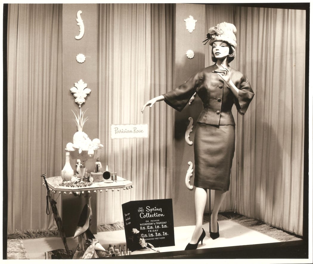 Kirkcaldie's window,Babs Radon Spring, 1961.