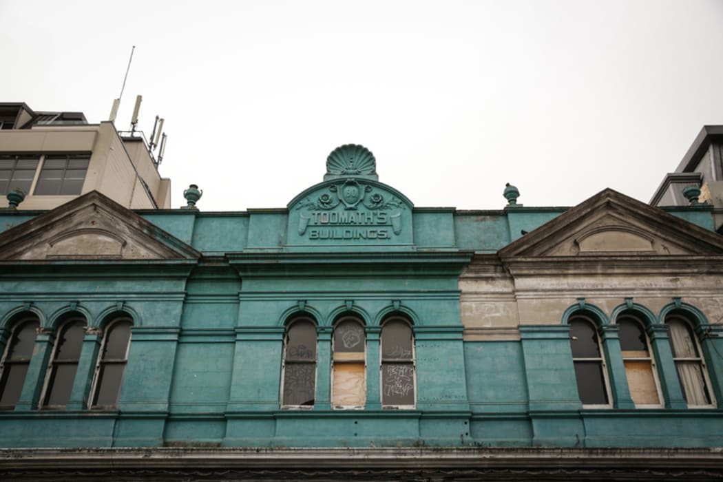 Toomath Building on Ghuznee Street in Wellington has had a red sticker for many years.