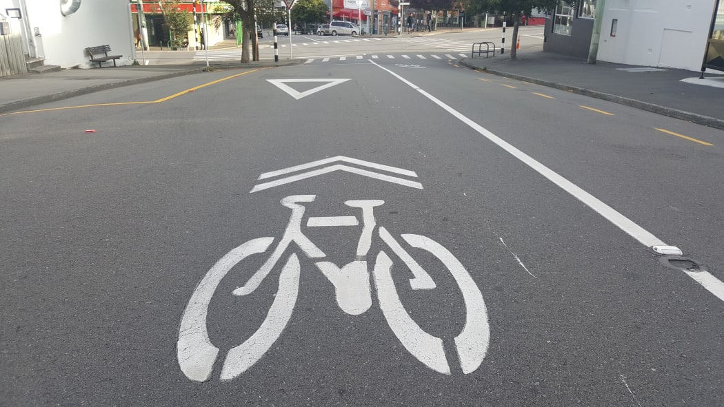 Sharrow markings are used to indicate where bicycles and cars have to share the road.