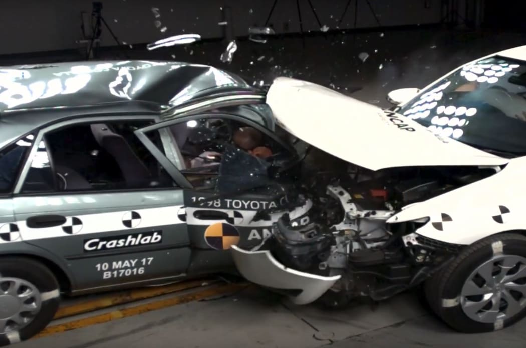 A 1998 Toyota Corolla came out much worse off than its 2015 counterpart in a crash test.
