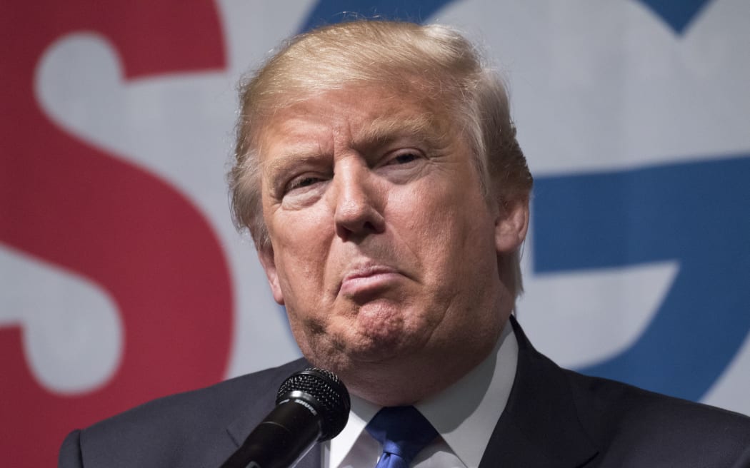 Republican presidential candidate Donald Trump makes a speech at a campaign rally in Kansas. 5 March 2016.