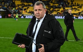 All Blacks coach Ian Foster after the match.
New Zealand All Blacks v Ireland, 3rd test at Sky Stadium, Wellington, New Zealand on Saturday 16 July 2022.
2022 Steinlager Series / 2022 Ireland Rugby Union Summer tour to New Zealand.
 © Copyright photo: Andrew Cornaga / www.photosport.nz