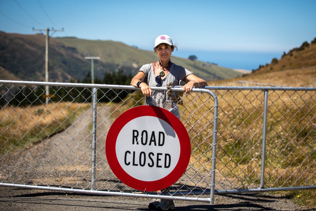 It has been a mission for Sandie Stewart to travel back and forth after torrential rain set off a series of giant mudslides that washed away the main road in Goughs Bay, Canterbury.
