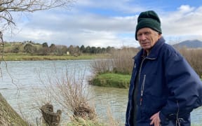 Gore resident Jack McIntyre next to the Mataura River which separates the water well from the new treatment station