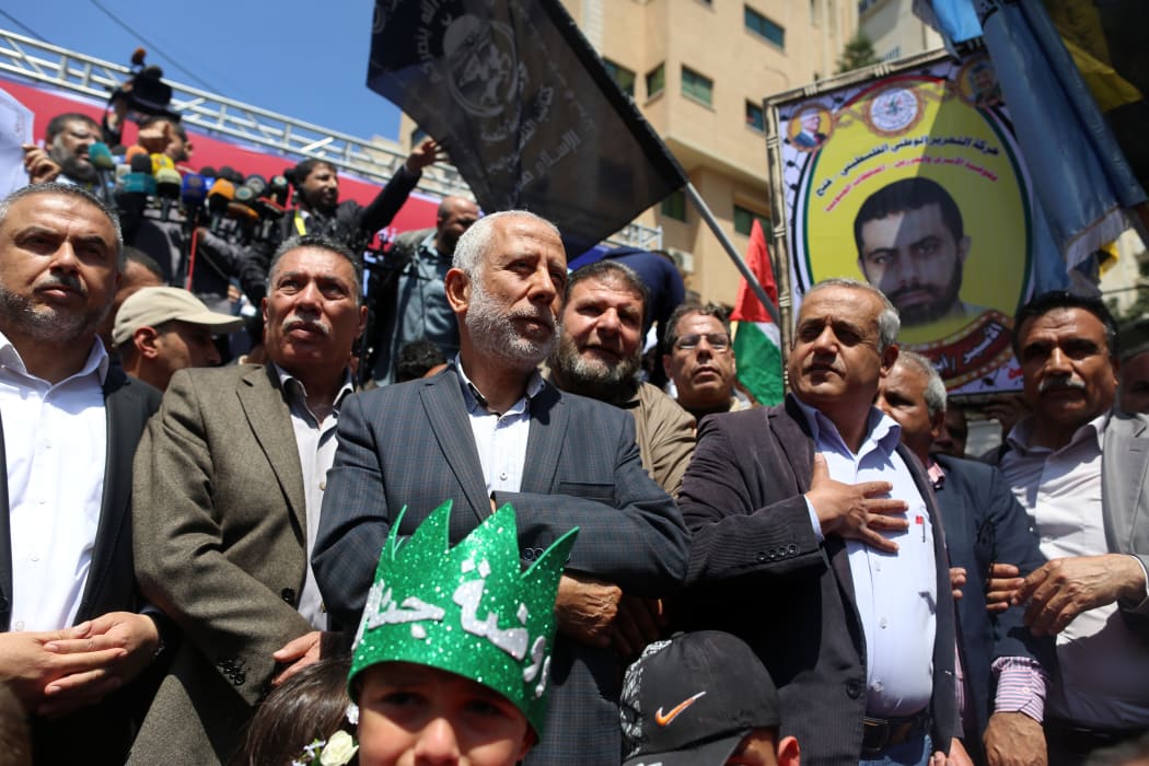 Hundreds of Palestinians rally demanding the release of the Palestinian prisoners in Israeli jails.