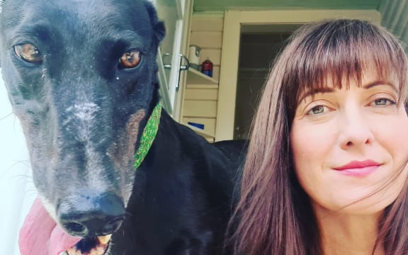 Proud dog owner Dawn Glover and her greyhound Angie.