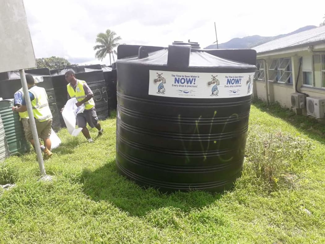 Water Authority of Fiji workers filled 50x5000 litre tanks with treated drinking water for villagers on Kadavu.