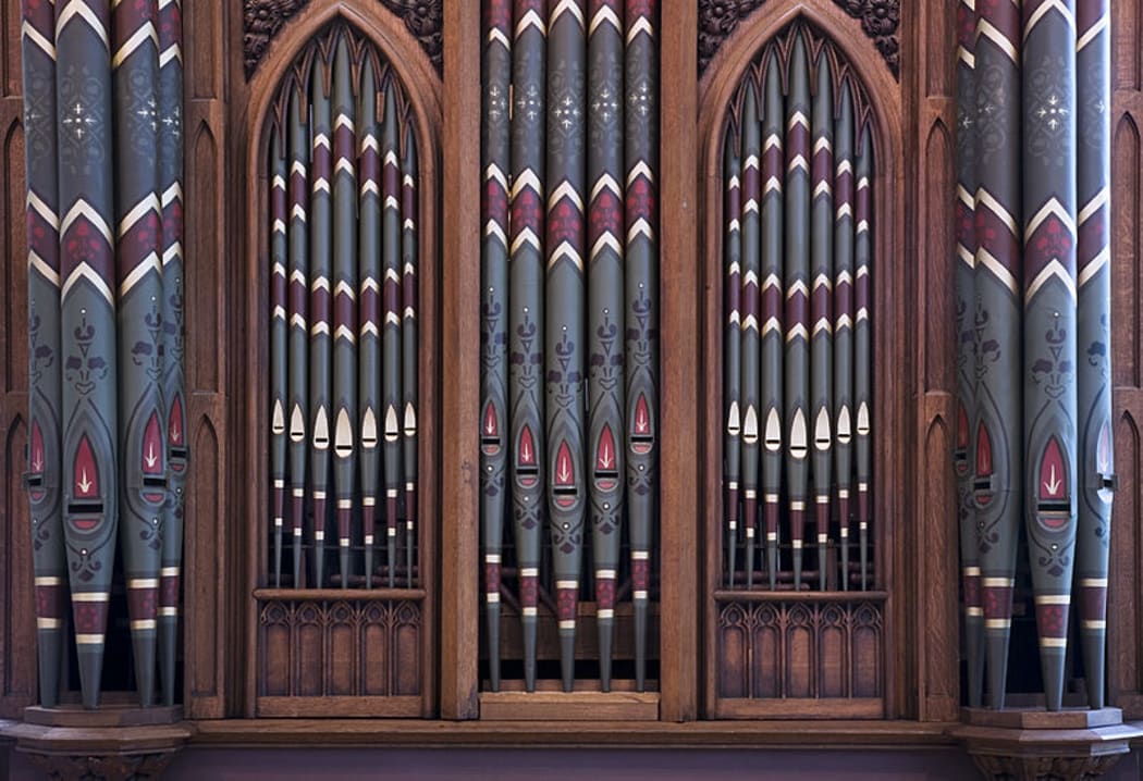 Church pipe organ at St Marienkirche. Berlin, Germany