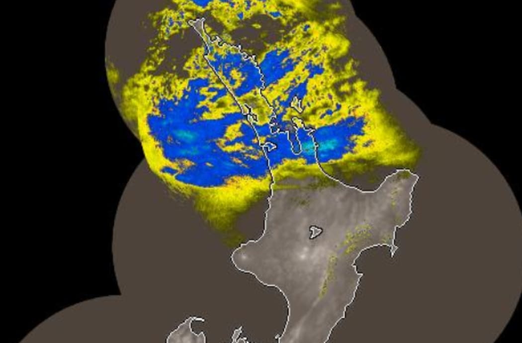 Map showing rainfall over northern areas of the North Island on 11 August, 2020.