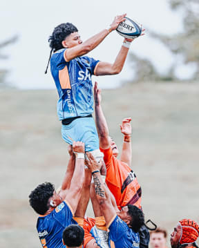 Moana Pasifika battling the Crusaders in Taupō on Saturday in the Super Rugby Under-20 Tournament.