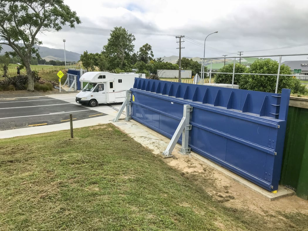 The new gates can be closed across the road leading on to the Criterion Bridge at short notice.