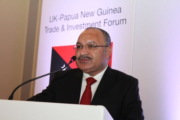 Papua New Guinea Prime Minister Peter O'Neill at the UK-PNG Trade and Investment Forum.