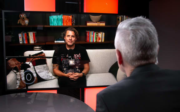 Mark Manson interviewed by Guyon Espiner via video Link at Whakaata Māori