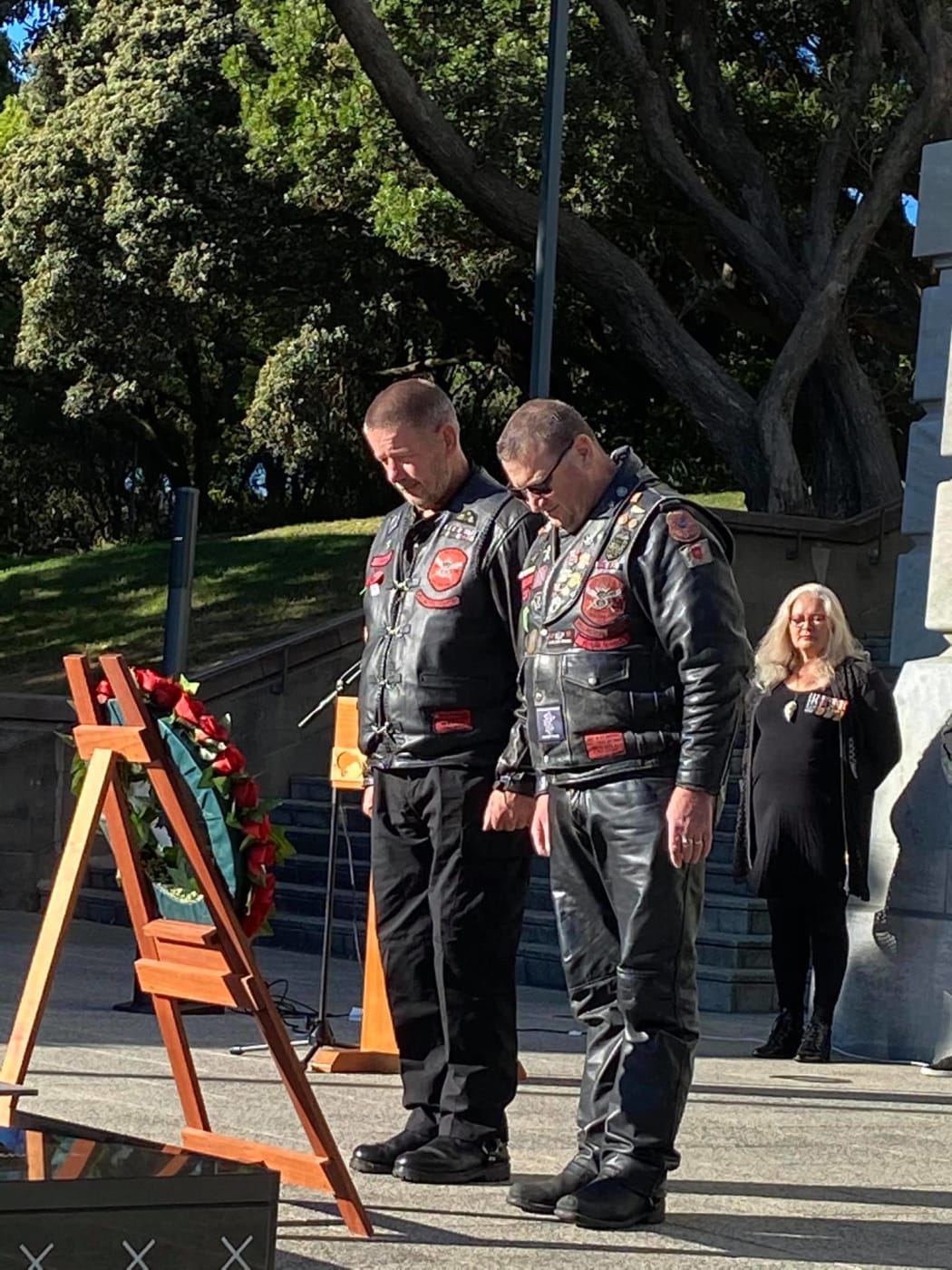 Rob Goulden (left) paying his respects at Pukeahu National War Memorial Park