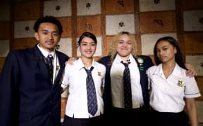 Ōtāhuhu College students Fuifatu, Grace, Matalupe and River.