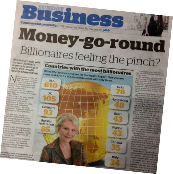 The Sunday Star Times headlines the super-rich.