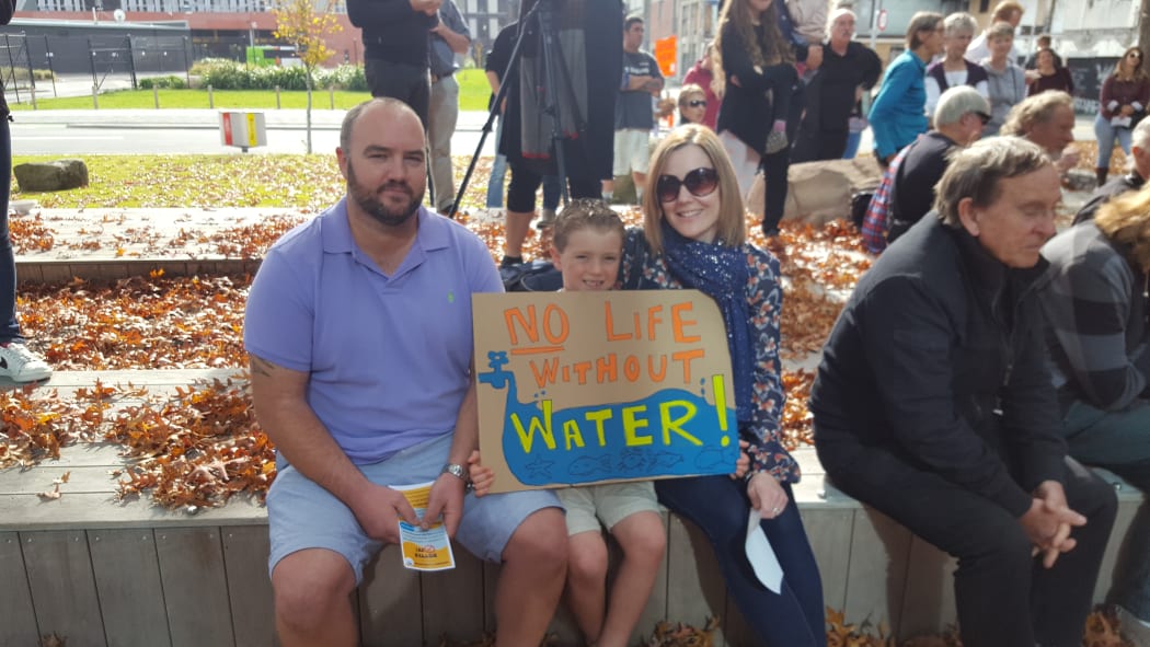 Bradley, Lachlan and Beth Tindall were among the people who turned up to see the petition get handed over the the Canterbury Regional Council.