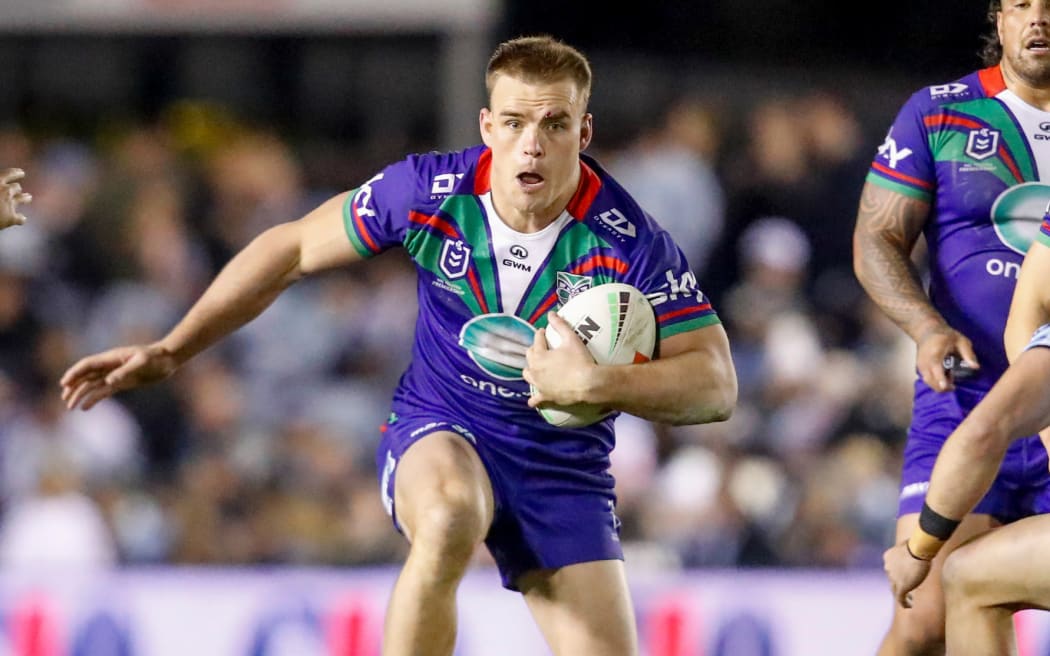 Jackson Ford in possession. Cronulla Sharks v One NZ Warriors.