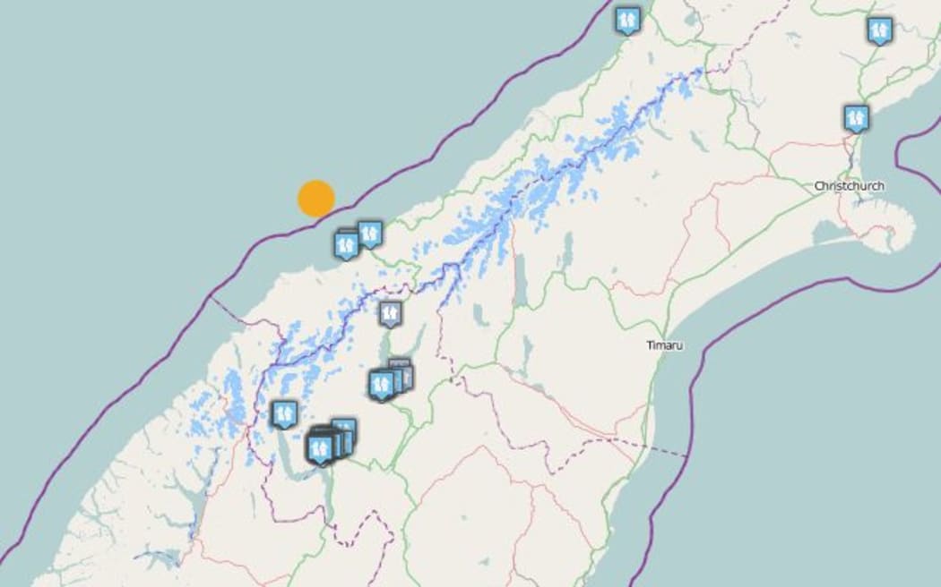 The quake north west of Haast struck at 7.424am on Tuesday.