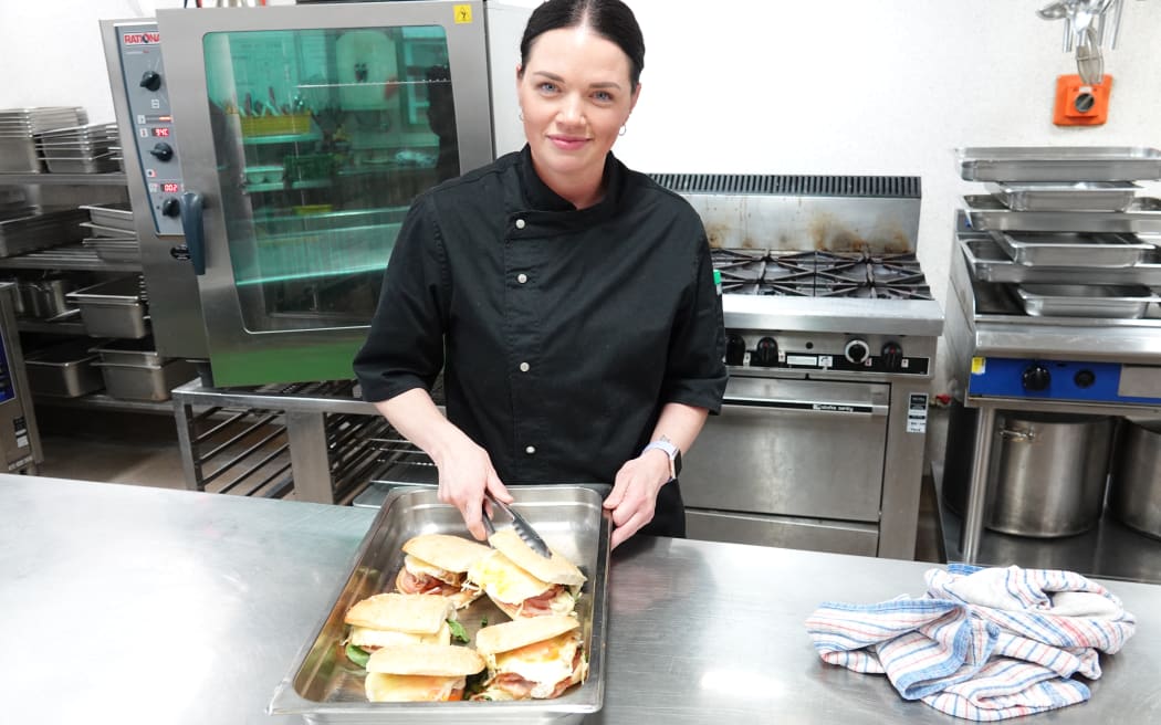 Ashlee Savea prepares lunch at the residence. Each teen has a $20 a day budget.