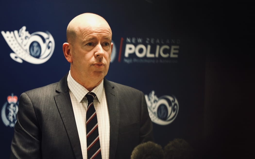 Detective Inspector Chris Barry speaks to media after  the body of a man was found in the Auckland suburb of Mount Albert.