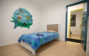 A room at the new emergency housing complex.