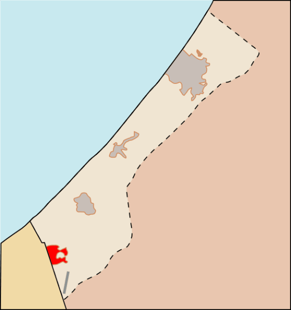 Rafa's location on the Gaza Strip.