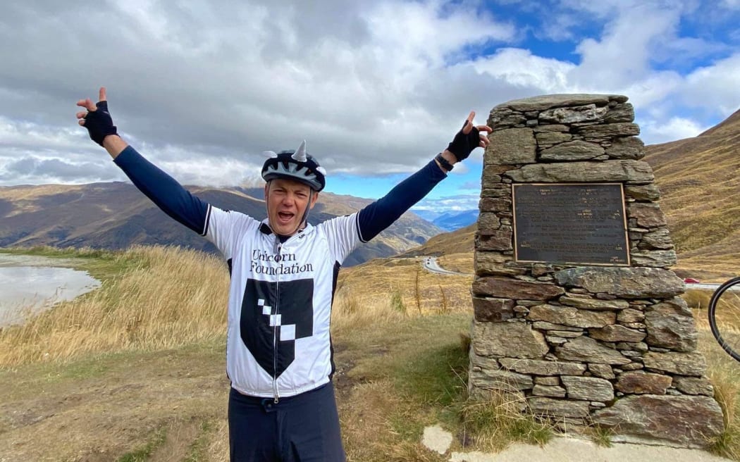 Dr Malcolm Legget during a cycle tour of New Zealand to raise funds for a new scanner to detect NETs, a rare form of cancer.