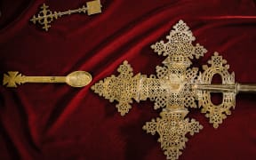 Recovered artifacts are on display at the National Museum as Ethiopia hailed the return of precious artefacts looted by British soldiers more than 150 years ago in Addis Ababa, Ethiopia, on November 20, 2021, two months after they were formally handed over at a ceremony in London.