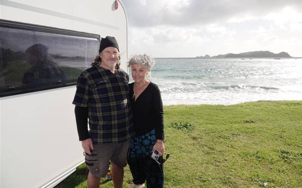 Campers Kerrin and Jane Mangos said the wind was so strong it felt like an earthquake was shaking their caravan.