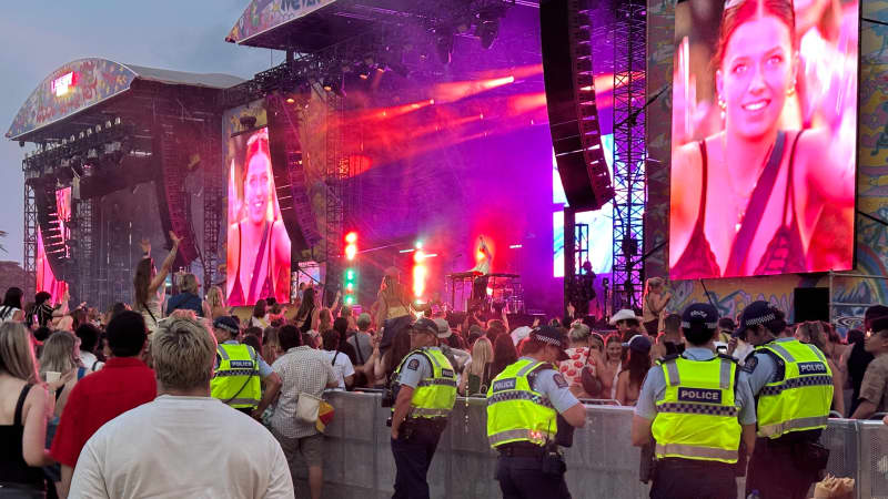 Police at Laneway festival in Auckland, 2025.