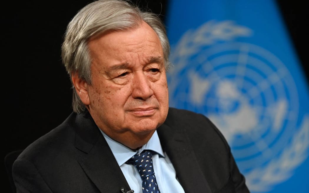 UN Secretary-General Antonio Guterres speaks during an interview at the United Nations headquarters ahead of the COP28 meeting in New York, November 29, 2023. The COP28 climate conference should aim for a complete "phaseout" of fossil fuels, UN Secretary-General Antonio Guterres told AFP on November 29, warning of "total disaster" on humanity's current trajectory.
"Obviously I am strongly in favor of language that includes (a) phaseout, even with a reasonable time framework," Guterres said in an interview before flying off to the United Arab Emirates, the oil-rich nation hosting the two-week UN climate summit beginning November 30. (Photo by Andrea RENAULT / AFP)