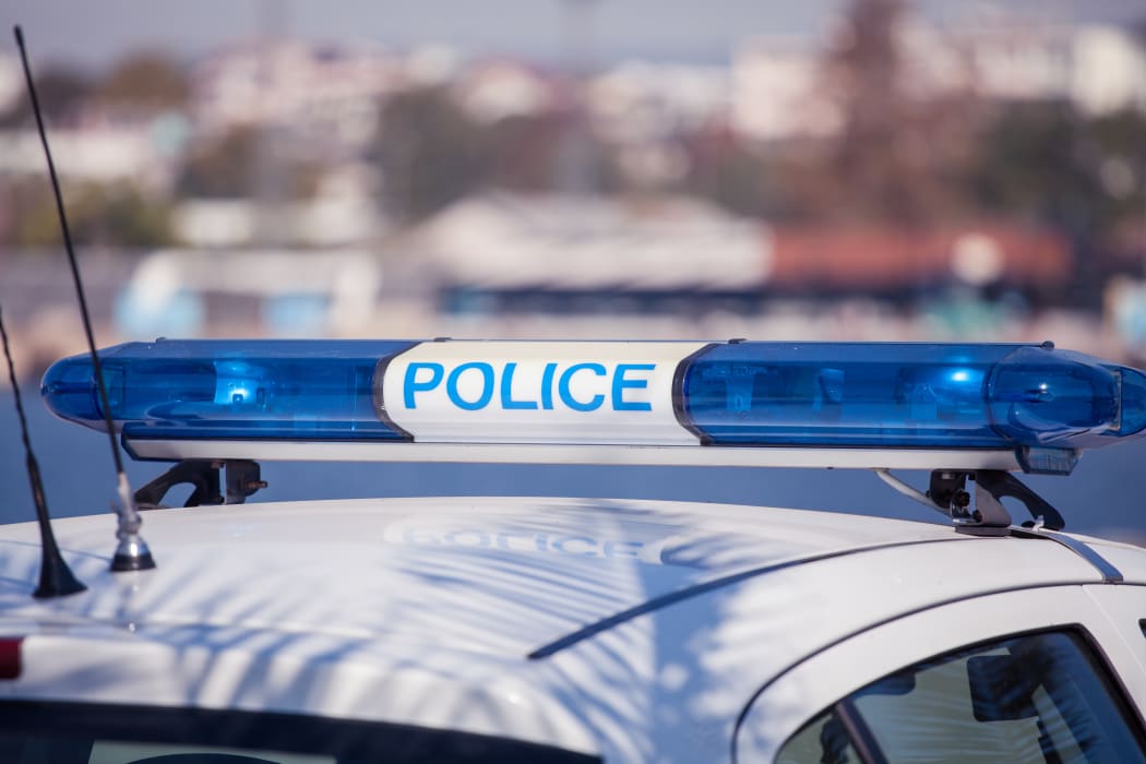 police car sign. siren light. France.