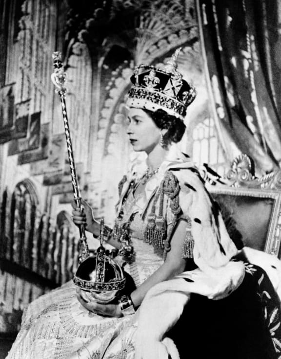 Queen Elizabeth II poses on her Coronation day