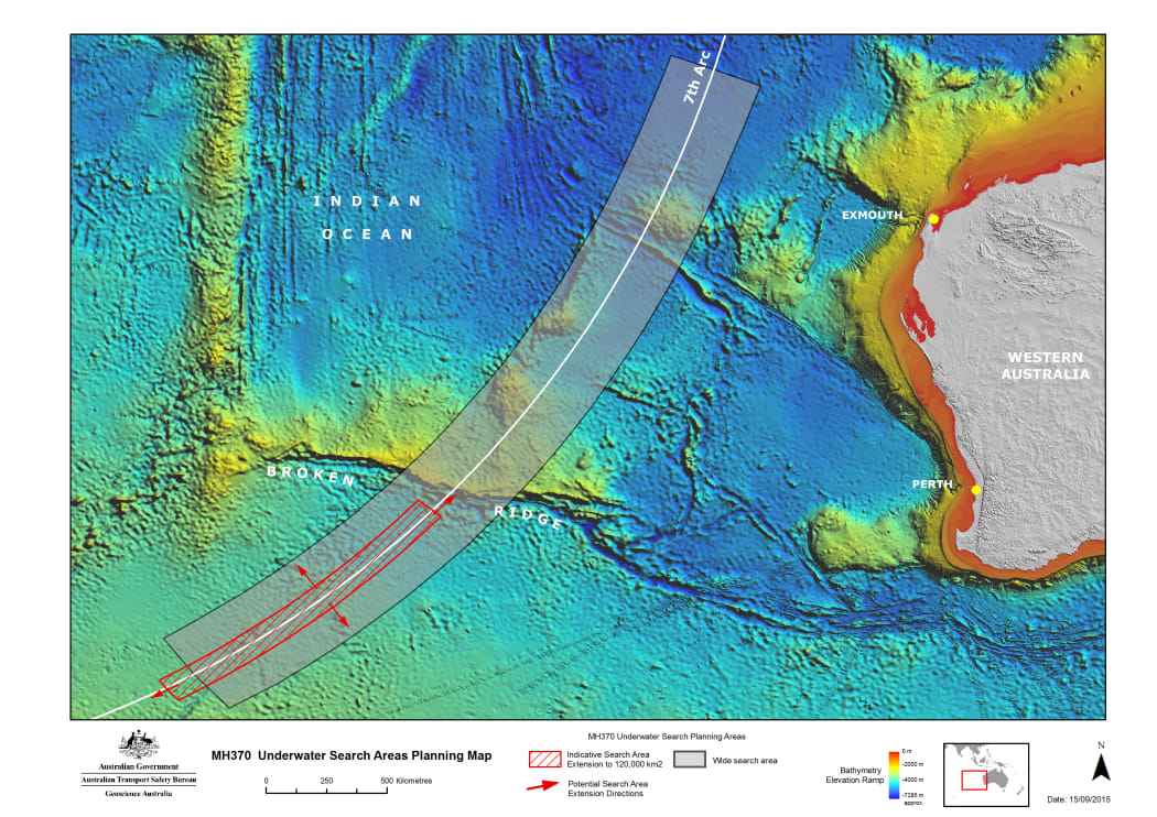 MH370 Underwater search area