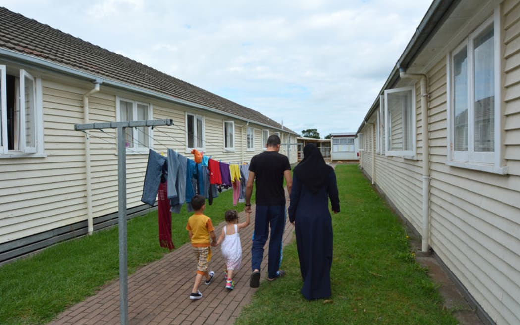 A Syrian refugee family at the Mangere Refugee Resettlement Centre.